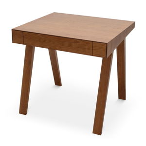 Hnedý stôl s nohami z jaseňového dreva EMKO, 80 x 70 cm