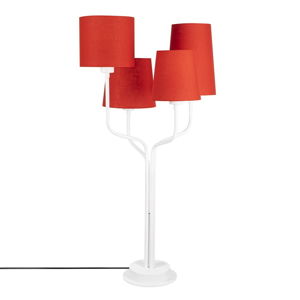 Biela kovová stolová lampa s červenými tienidlami Opviq lights Aposto