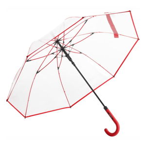 Dámsky transparentný tyčový dáždnik Ambiance Red Border, ⌀ 105 cm