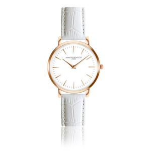 Dámske hodinky s bielym koženým remienkom Annie Rosewood Bella