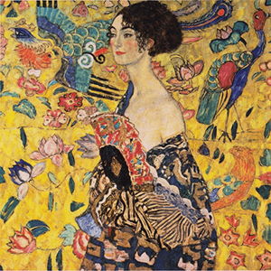 Reprodukcia obrazu Gustav Klimt Lady With Fan, 40 × 40 cm