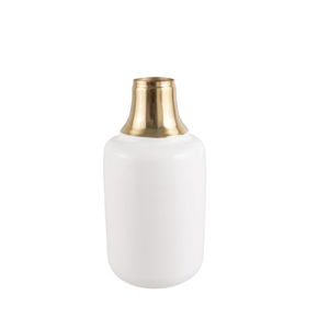 Biela váza s detailom v zlatej farbe PT LIVING Shine, výška 28 cm