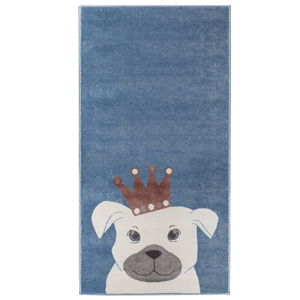 Tmavomodrý koberec s motívom psa KICOTI Dark Blue, 133 × 190 cm