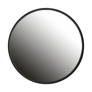 Nástenné zrkadlo s čiernym rámom WOOOD Lauren, Ø 80 cm