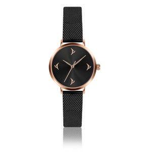 Dámske hodinky s remienkom z antikoro ocele v čiernej farbe Emily Westwood Satio