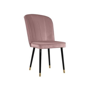 Ružová jedálenská stolička s detailmi v zlatej farbe JohnsonStyle Leende