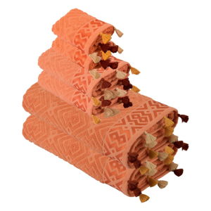 Sada 6 lososovoružových bavlnených uterákov Bella Maison Mosaic Towel