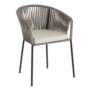 Sivá záhradná stolička s oceľovou konštrukciou Kave Home Yanet