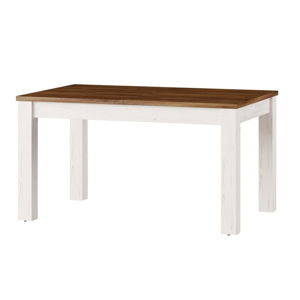 Biely rozkladací jedálenský stôl Szynaka Meble Country, 140/214 × 90 cm