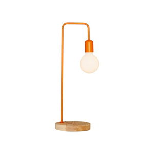 Oranžová stolová lampa s dreveným detailom Valetta