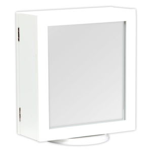 Biely stolík so zrkadlom a úložným priestorom Mauro Ferretti Specchio, 30 × 35 cm