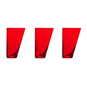 Sada 3 červených ručne vyrobených pohárov Surdic Ponza, 300 ml