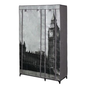 Sivá textilná skriňa na oblečenie JOCCA London, 160 × 105 cm