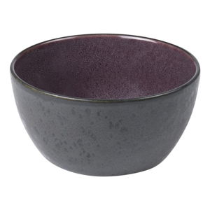 Čierna kameninová miska s vnútornou glazúrou vo fialovej farbe Bitz Mensa, priemer 12 cm