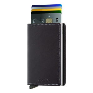 Čierna kožená peňaženka s puzdrom na karty Secrid Slim
