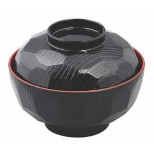 Čierna miska na polievku s červeným okrajom Tokyo Design Studio, 300 ml