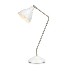 Biela stolová lampa s detailmi v striebornej farbe Markslöjd Coast