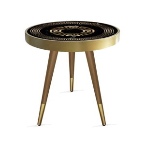 Príručný stolík Rassino Marble Black And Gold Circle, ⌀ 45 cm