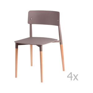 Sada 4 sivých jedálenských stoličiek s drevenými nohami sømcasa Claire