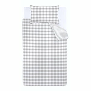 Sivé bavlnené obliečky Bianca Check And Stripe, 135 x 200 cm