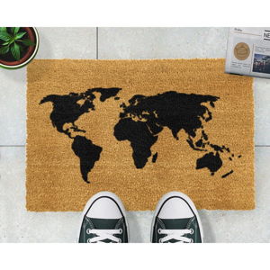 Rohožka z prírodného kokosového vlákna Artsy Doormats World Map, 40 x 60 cm
