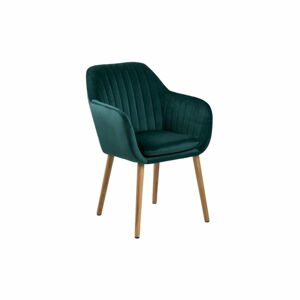 Zelená jedálenská stolička s dreveným podnožím loomi.design Emilia