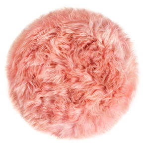 Ružový sedák z ovčej kožušiny na jedálenskú stoličku Royal Dream, Ø 35 cm