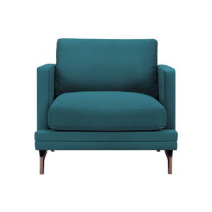 Tyrkysové kreslo s podnožou v medenohnedej farbe Windsor & Co Sofas Jupiter