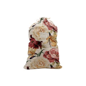 Látkový vak na bielizeň s prímesou ľanu Linen Couture Bag Roses, výška 75 cm