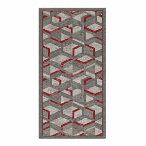 Sivo-červený behúň Floorita Hypnotik, 55 x 190 cm