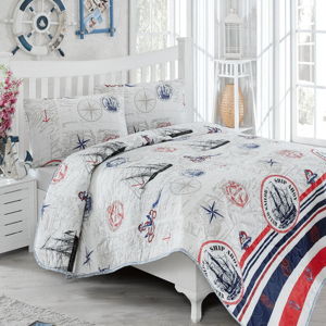 Prešívaný pléd cez posteľ s 2 obliečkami na vankúše Fairway, 200 × 220 cm