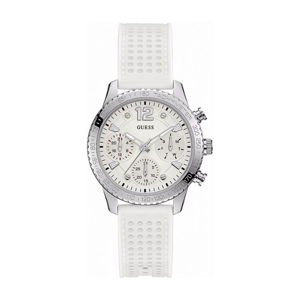 Dámske hodinky s bielym silikónovým remienkom Guess W1025L1