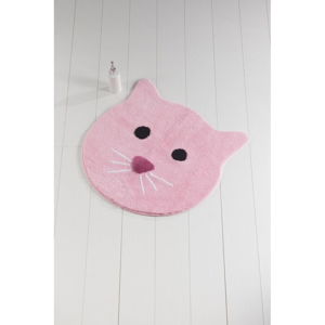 Ružová kúpeľňová predložka Cat, ⌀ 90 cm