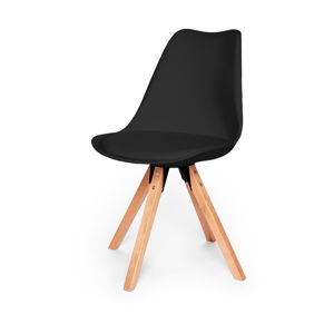 Čierna stolička s podnožím z bukového dreva loomi.design Eco