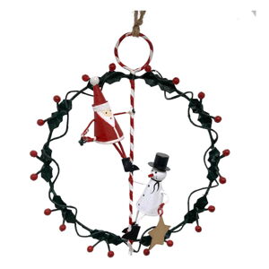 Nástenný vianočný veniec Santa & Snowman on Wreath - G-Bork, ø 14 cm