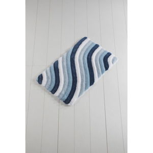 Modro-biela kúpeľňová predložka Waves Trismo, 100 × 60 cm