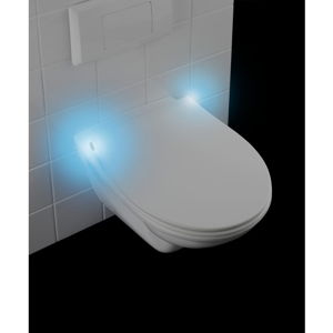 Biele WC sedadlo S LED svetlami a jednoduchým zatváraním Wenko Gubbio, 44 × 37 cm