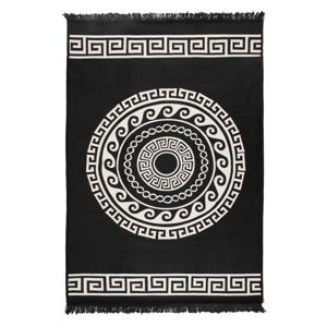 Béžovo-čierny obojstranný koberec Mandala, 140 × 215 cm
