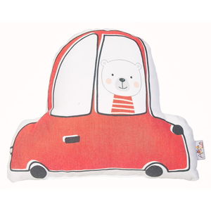 Červený detský vankúšik s prímesou bavlny Apolena Pillow Toy Car, 25 x 30 cm