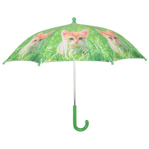 Zelený dáždnik s potlačou mačky Esschert Design Animals