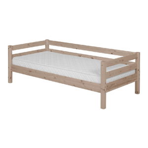 Hnedá detská posteľ z borovicového dreva s bočnou lištou Flexa Classic, 90 × 200 cm