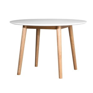 Biely jedálenský stôl s konštrukciou z dubového dreva WERMA Eelis, ⌀ 110 cm