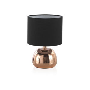 Čierna stolová lampa s kovovým podstavcom v medenej farbe Geese, výška 26 cm