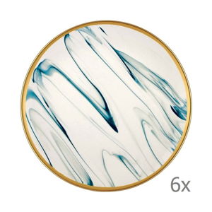 Sada 6 modro-bielych porcelánových dezertných tanierov Mia Lucid, ⌀ 19 cm