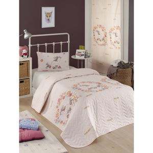 Set prehozu cez posteľ a obliečky na vankúš s prímesou bavlny Eponj Home Unicolor Pink, 160 x 220 cm