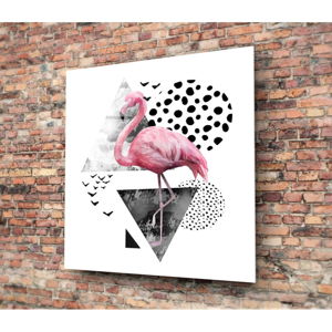Sklenený obraz 3D Art Graphic Flamingo, 50 × 50 cm
