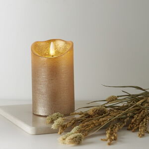 Vosková LED sviečka v zlatej farbe Star Trading Flamme Rustic, výška 12,5 cm