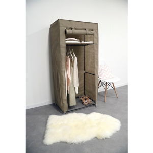 Béžová textilná šatníková skriňa Compactor Wardrobe, výška 147 cm