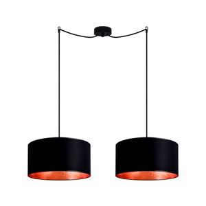 Čierne závesné dvojramenné svietidlo s vnútrom v medenej farbe Sotto Luce Mika, ⌀ 36 cm