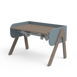 Tmavý hnedo-modrý písací stôl z borovicového dreva s nastaviteľnou výškou Flexa Woody